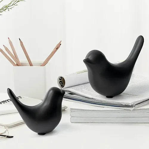 Bird Set of 2 - Black & White Matte