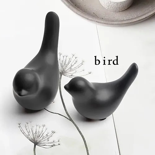 Bird Set of 2 - Black & White Matte