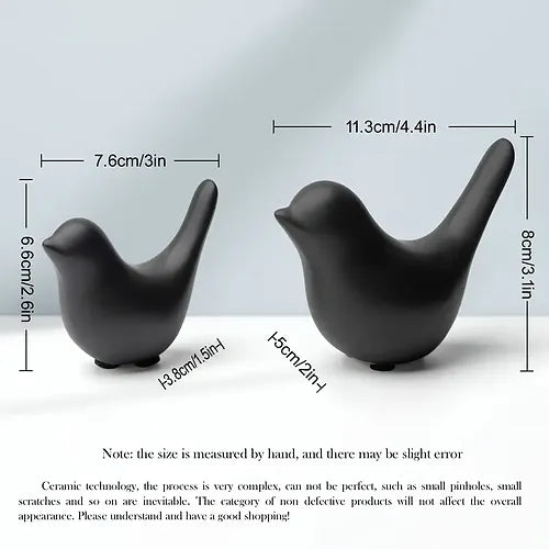 Bird Set of 2 - Black & White Matte
