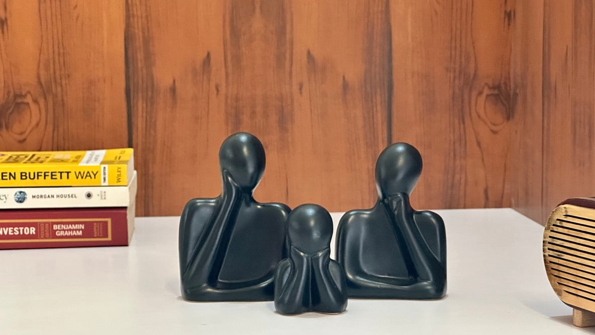 Family Statue Set of 3 - Black Matte
