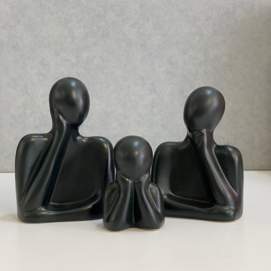 Family Statue Set of 3 - Black Matte