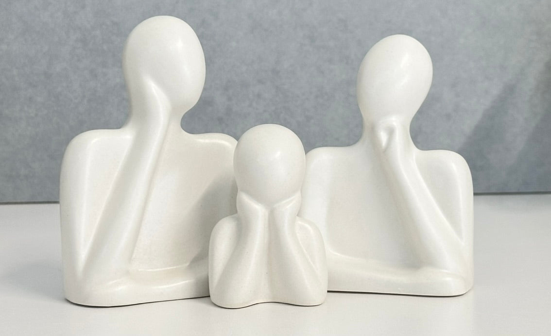 Family Statue Set of 3 - White Matte