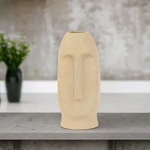 Long Face Vase Off Rough Beige
