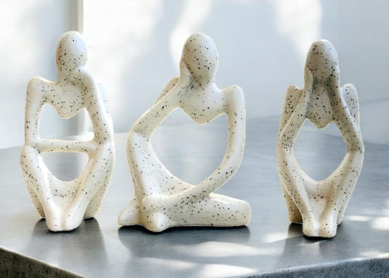 Thinker Set of 3 Off White Crystal
