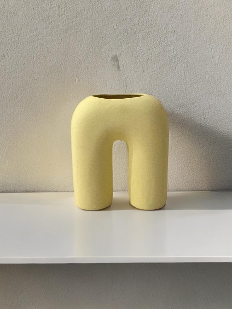 U Shape Vase 8 Inch - Yellow