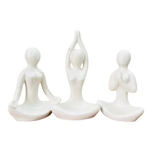 Yoga Statue Set of 3 - White Matte