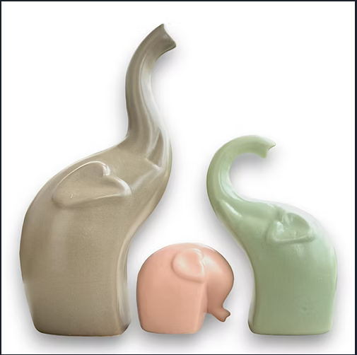 Elephant Set of 3 - Grey Firoza Pink