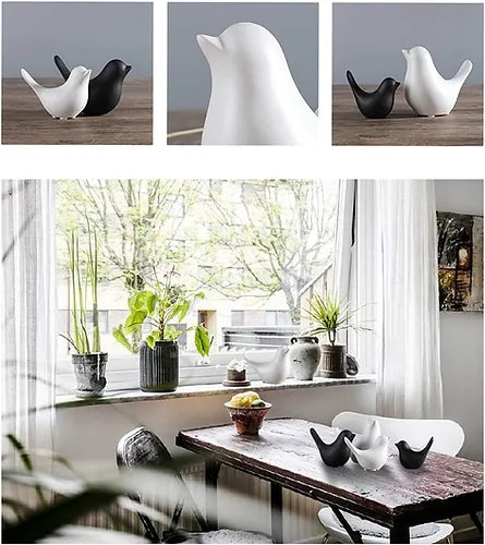 Bird Set of 2 - Black & White Matte