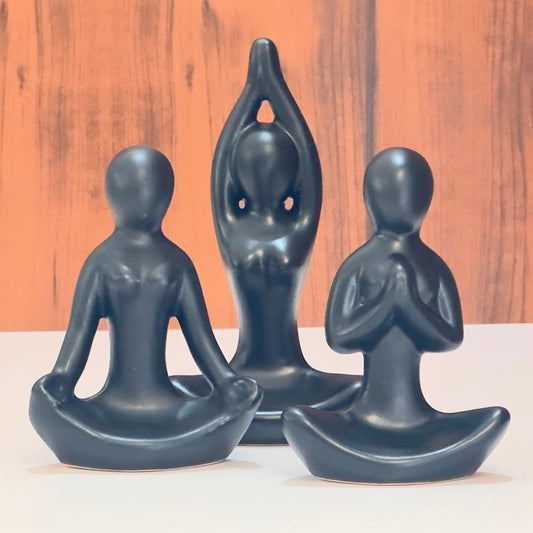 Yoga Statue Set of 3 - Black Matte